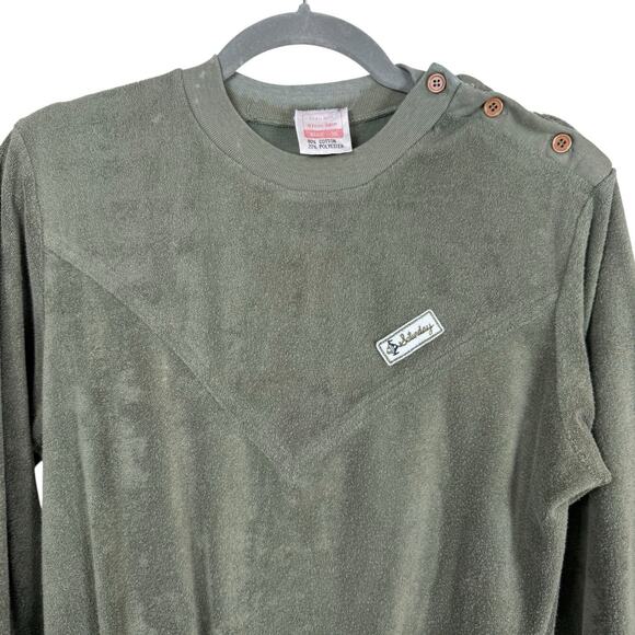VTG Sweatshirt Womens Small Green Velour Saturday Pullover DODTEX tag - Picture 6 of 9